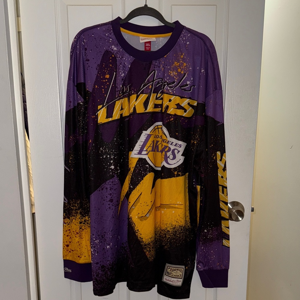 Mitchell & Ness Los Angeles Lakers Purple and Yellow Long Sleeve